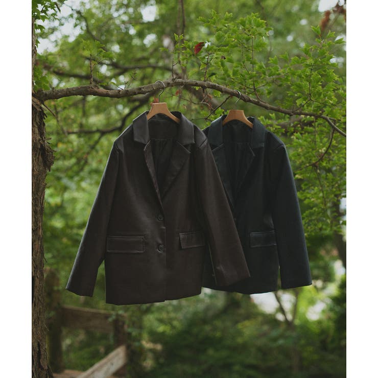 【2025AW新作】レザーライクテーラードジャケット | ad thie | 詳細画像47 