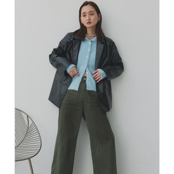 【2025AW新作】レザーライクテーラードジャケット | ad thie | 詳細画像9 