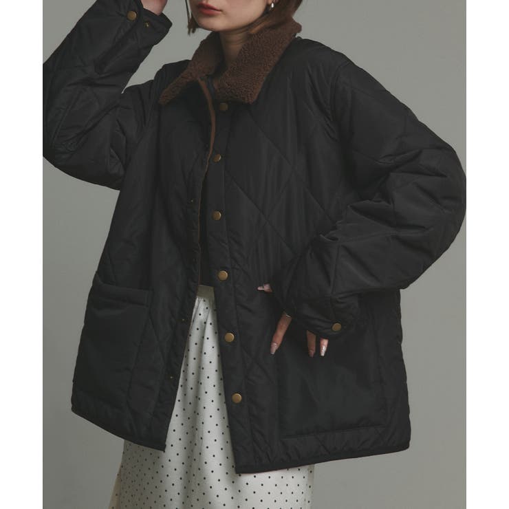 ブラック | 【2025AW新作】バイカラーパデットキルトブルゾン | ad thie