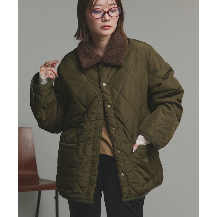 カーキ | 【2025AW新作】バイカラーパデットキルトブルゾン | ad thie