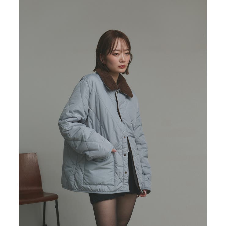 ライトブルー | 【2025AW新作】バイカラーパデットキルトブルゾン | ad thie