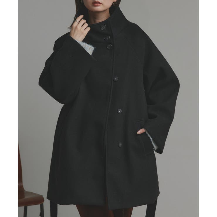 ブラック | スタンドカラーミドルコート | ad thie