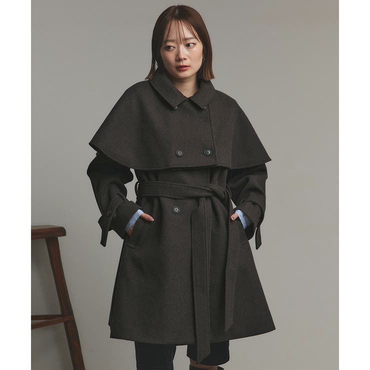 チャコール | ステンカラーケープコート | ad thie