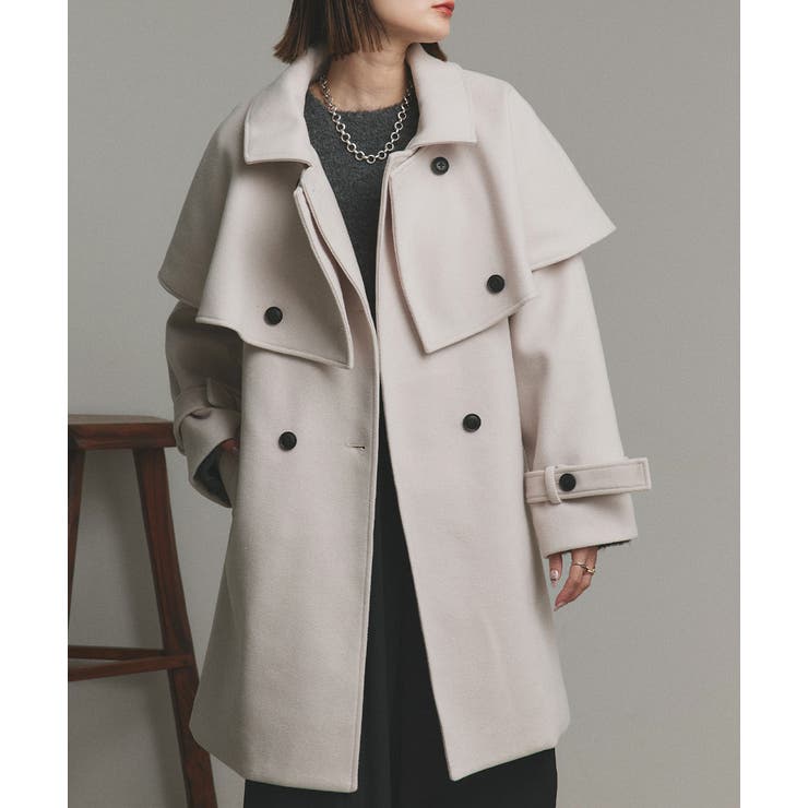 アイボリー | ステンカラーケープコート | ad thie