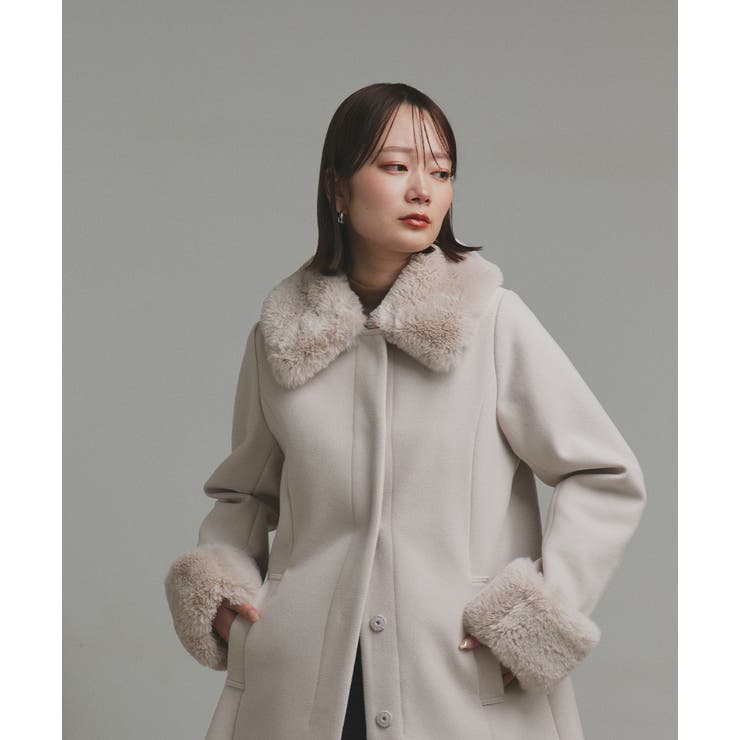 ファーカラー2WAYミドルコート | ad thie | 詳細画像10 