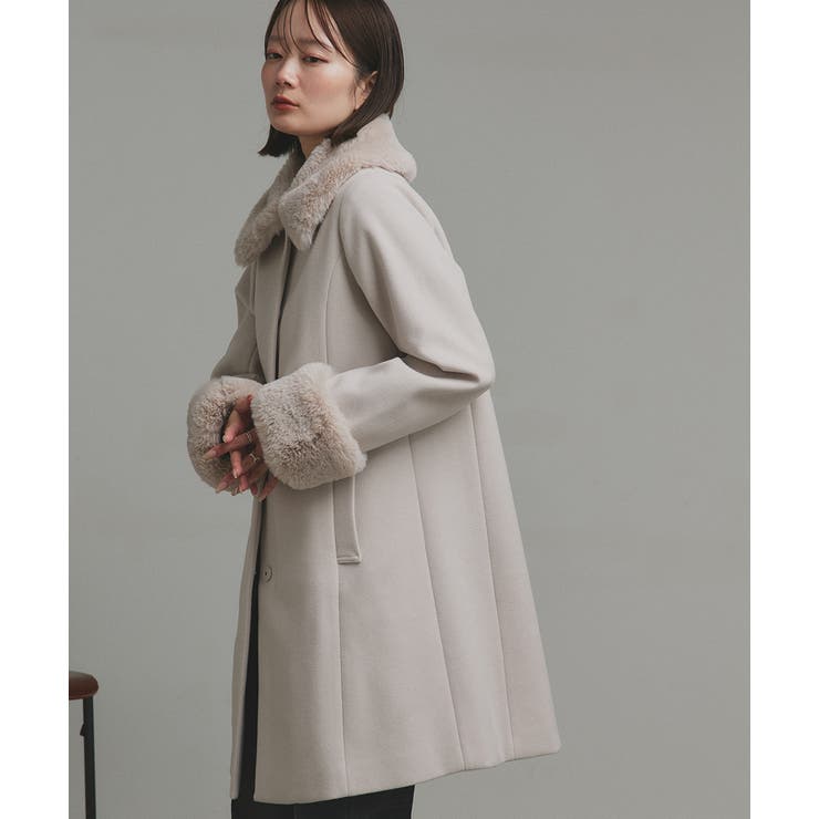 ファーカラー2WAYミドルコート | ad thie | 詳細画像11 