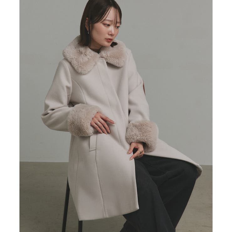 ファーカラー2WAYミドルコート | ad thie | 詳細画像13 