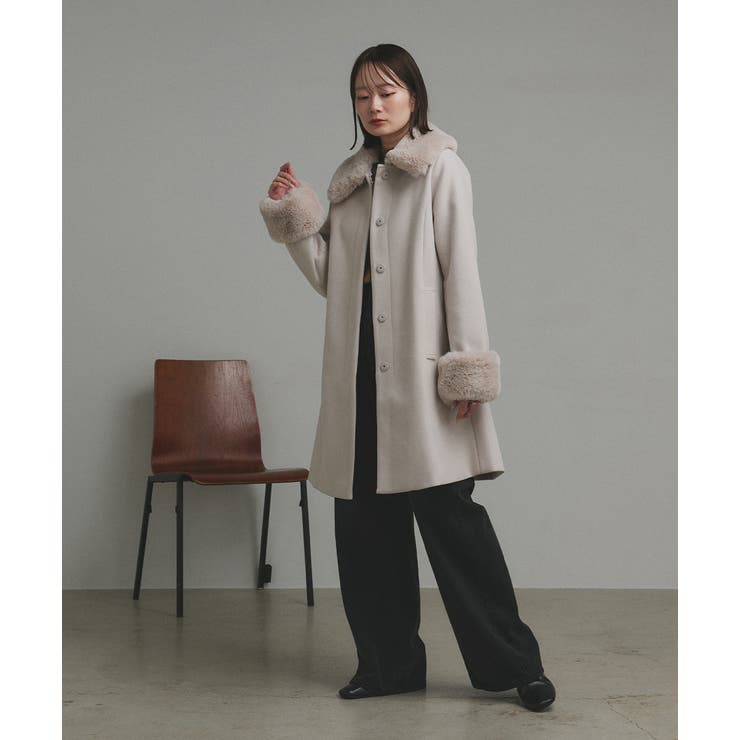 ファーカラー2WAYミドルコート | ad thie | 詳細画像2 