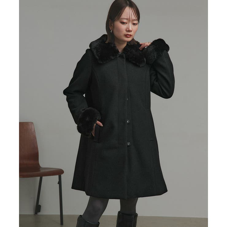 ファーカラー2WAYミドルコート | ad thie | 詳細画像24 