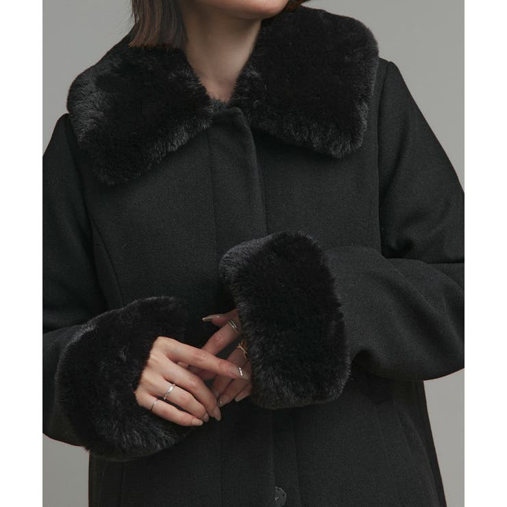 ファーカラー2WAYミドルコート | ad thie | 詳細画像28 