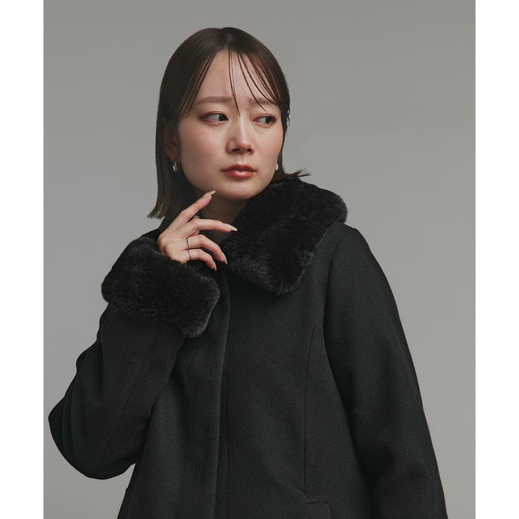 ファーカラー2WAYミドルコート | ad thie | 詳細画像29 
