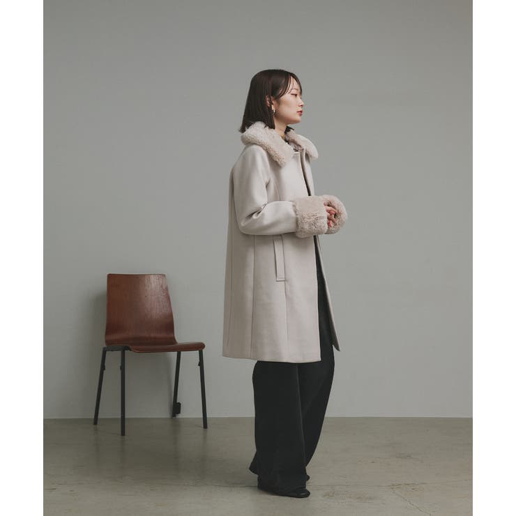 ファーカラー2WAYミドルコート | ad thie | 詳細画像3 
