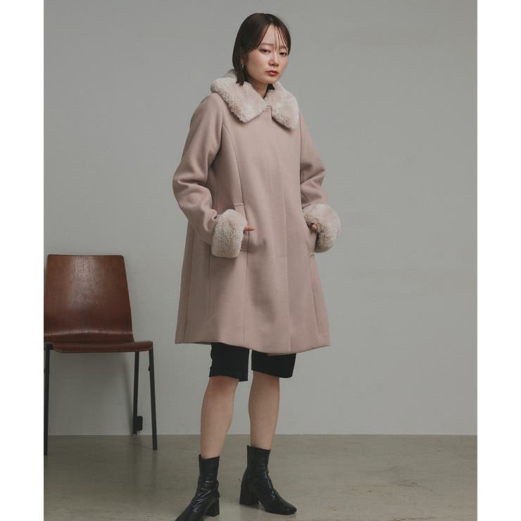 ファーカラー2WAYミドルコート | ad thie | 詳細画像30 