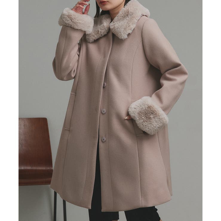 ファーカラー2WAYミドルコート | ad thie | 詳細画像34 