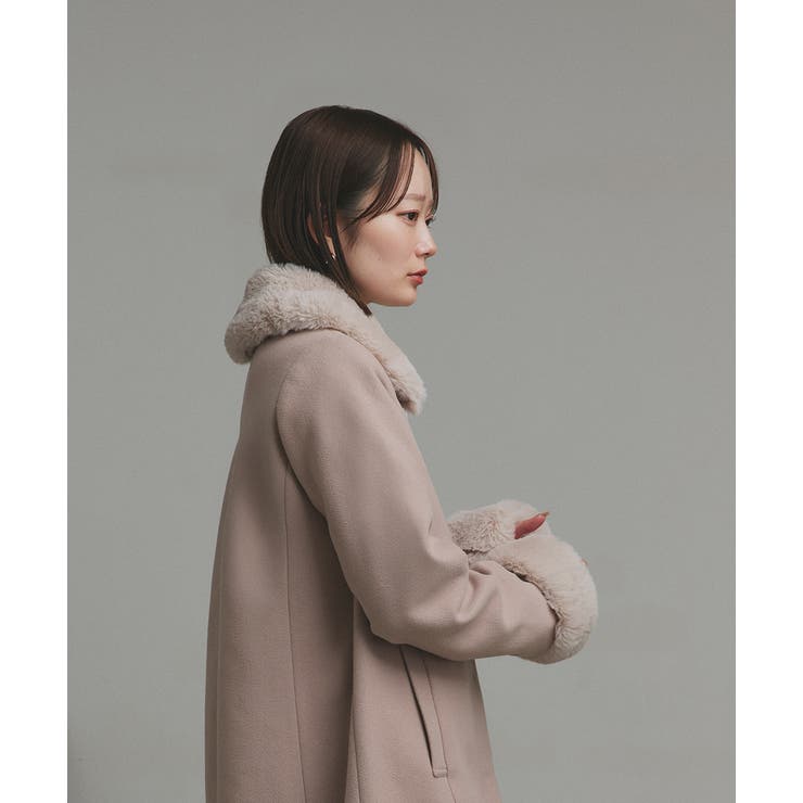 ファーカラー2WAYミドルコート | ad thie | 詳細画像38 