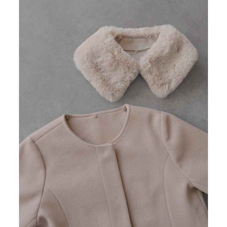 ファーカラー2WAYミドルコート | ad thie | 詳細画像39 