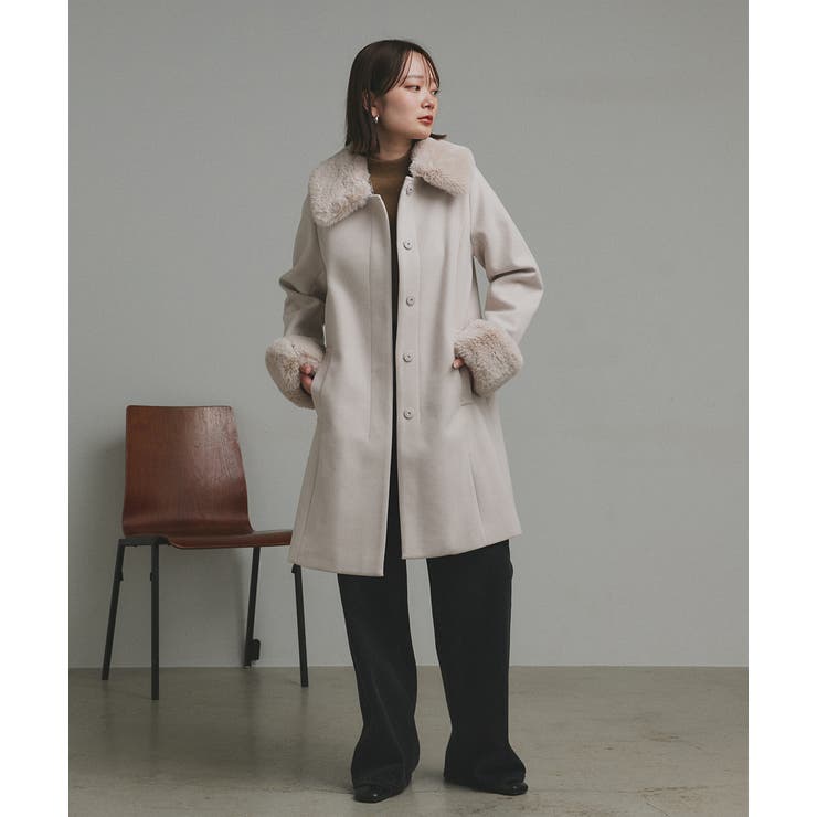 ファーカラー2WAYミドルコート | ad thie | 詳細画像5 