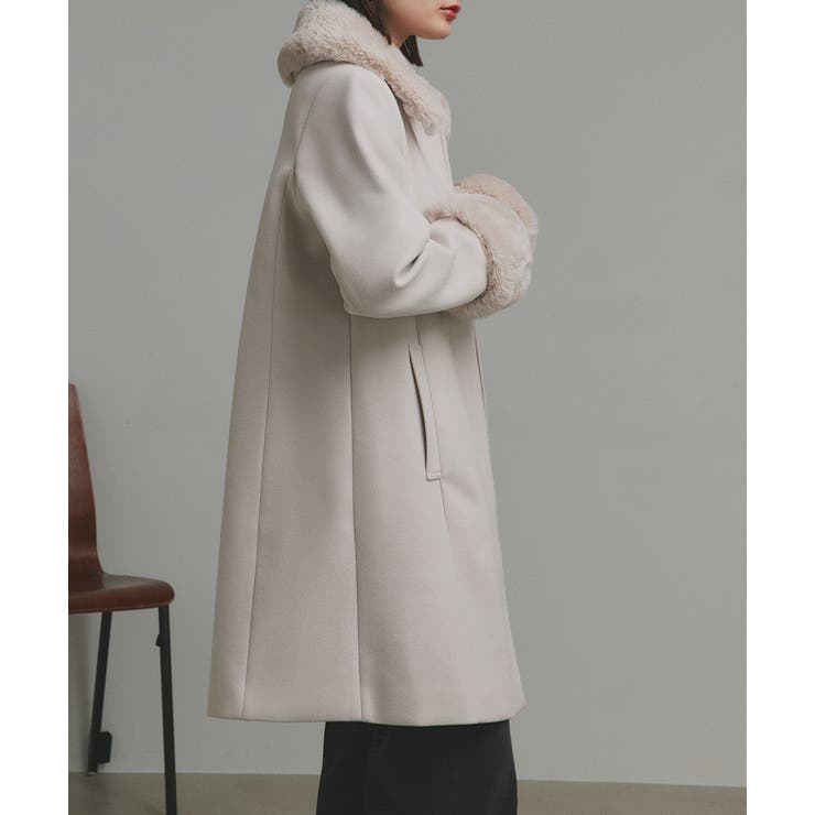 ファーカラー2WAYミドルコート | ad thie | 詳細画像9 