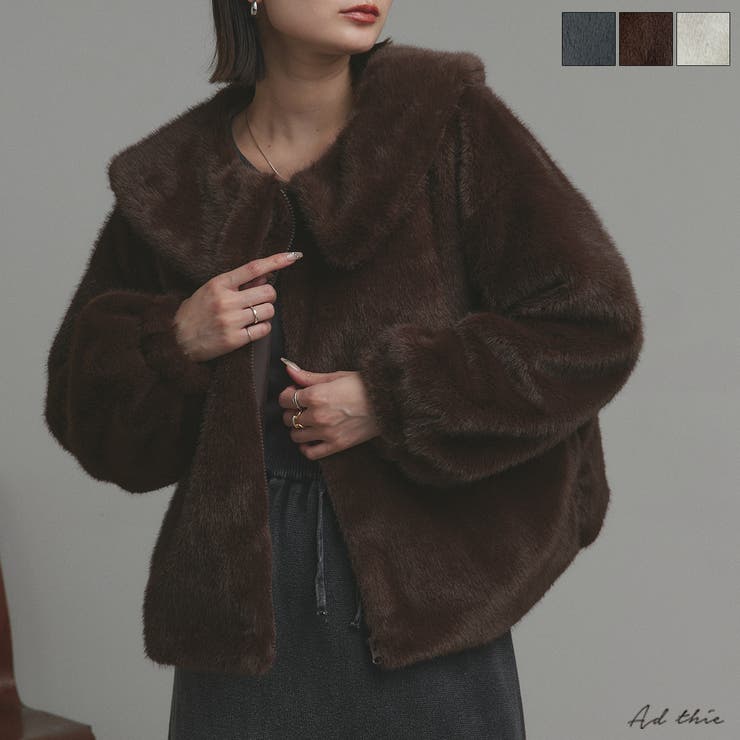 【2025AW新作】ラビットファー調ショートブルゾン | ad thie | 詳細画像1 