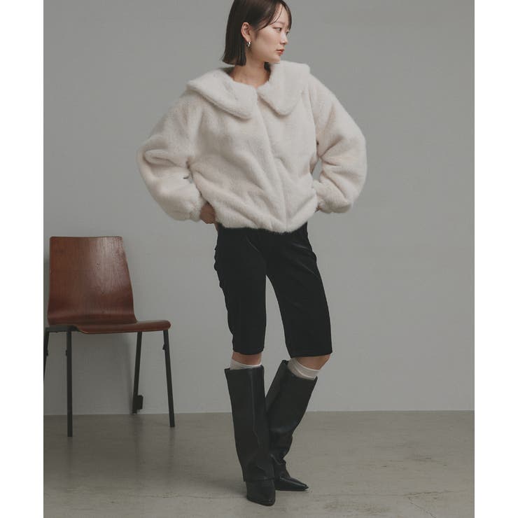 【2025AW新作】ラビットファー調ショートブルゾン | ad thie | 詳細画像5 