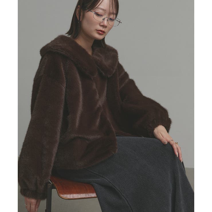 ブラウン | 【2025AW新作】ラビットファー調ショートブルゾン | ad thie