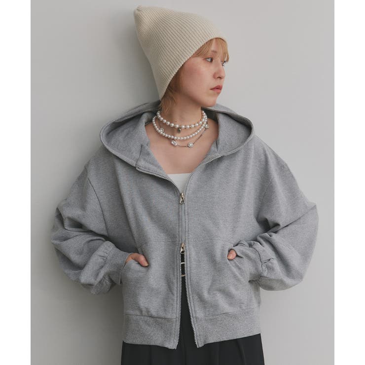 モクグレー | ダブルジップスウェットパーカー | ad thie