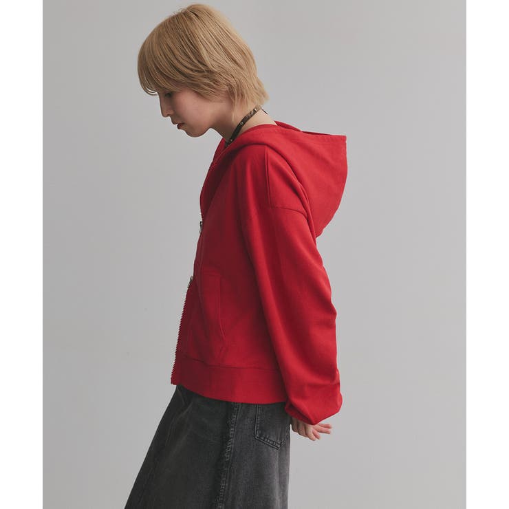 レッド | ダブルジップスウェットパーカー | ad thie