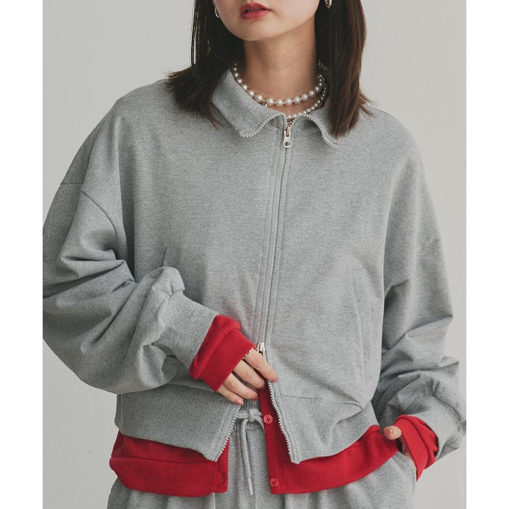 モクグレー | 【2025AW新作】スタンドカラーダブルジップスウェットブルゾン | ad thie