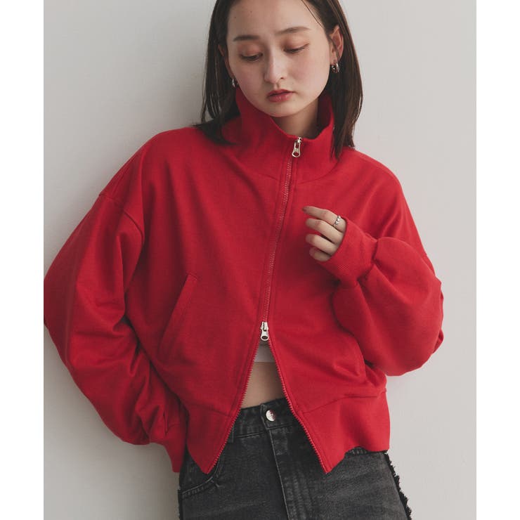 レッド | 【2025AW新作】スタンドカラーダブルジップスウェットブルゾン | ad thie