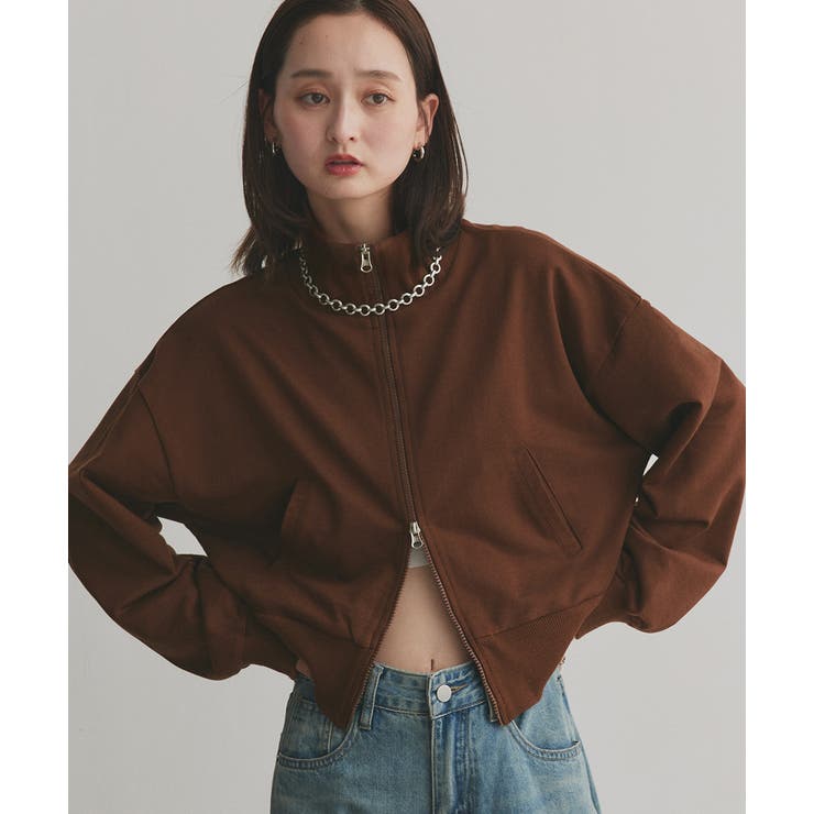 ブラウン | 【2025AW新作】スタンドカラーダブルジップスウェットブルゾン | ad thie