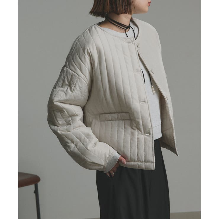 【2025AW新作】ストライプキルティングノーカラーブルゾン | ad thie | 詳細画像15 