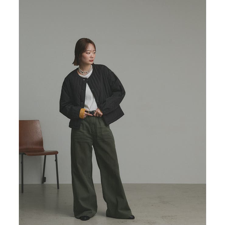 【2025AW新作】ストライプキルティングノーカラーブルゾン | ad thie | 詳細画像25 