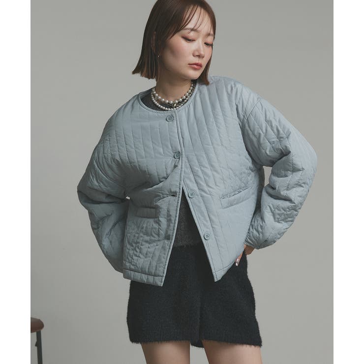 【2025AW新作】ストライプキルティングノーカラーブルゾン | ad thie | 詳細画像52 