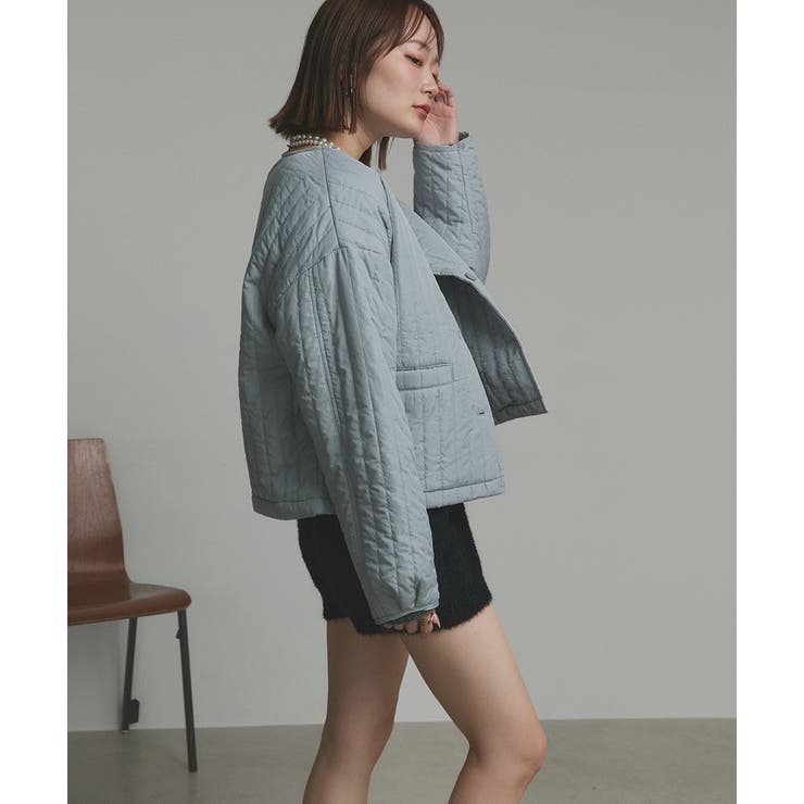 【2025AW新作】ストライプキルティングノーカラーブルゾン | ad thie | 詳細画像53 