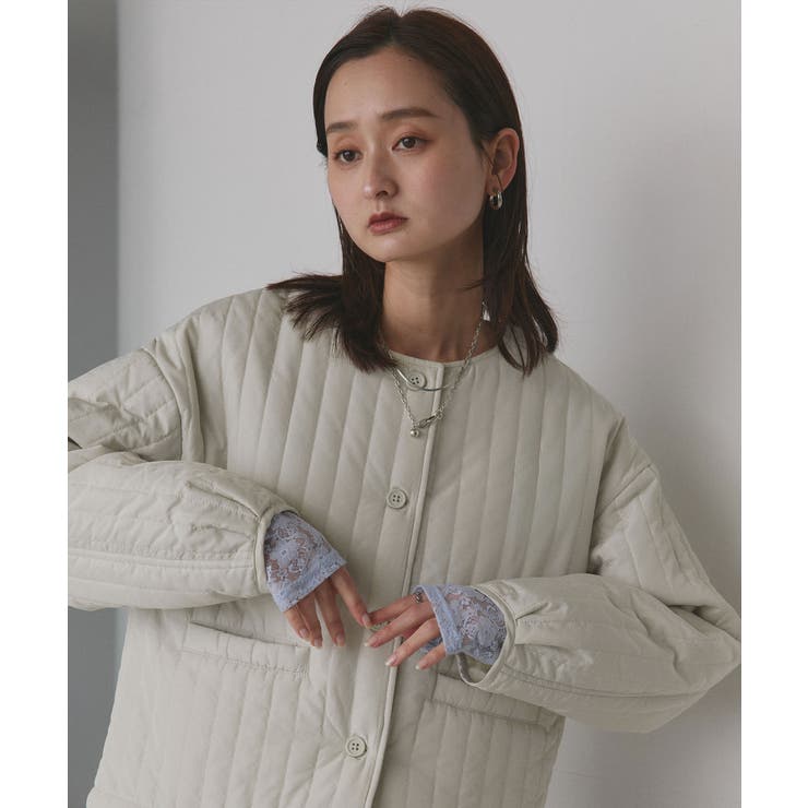 【2025AW新作】ストライプキルティングノーカラーブルゾン | ad thie | 詳細画像9 