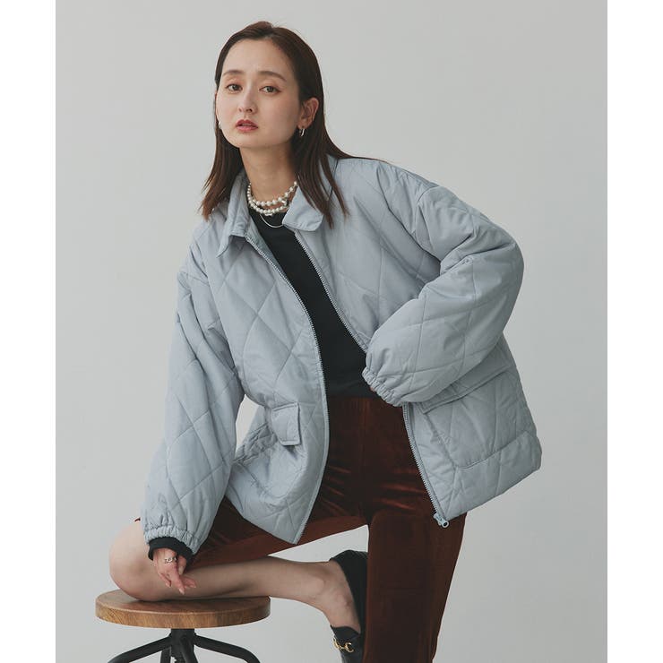 ライトブルー | パデッドキルト襟付きジャケット | ad thie