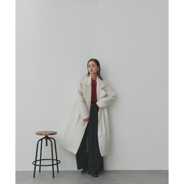 中綿テーラードカラーロングコート | ad thie | 詳細画像34 