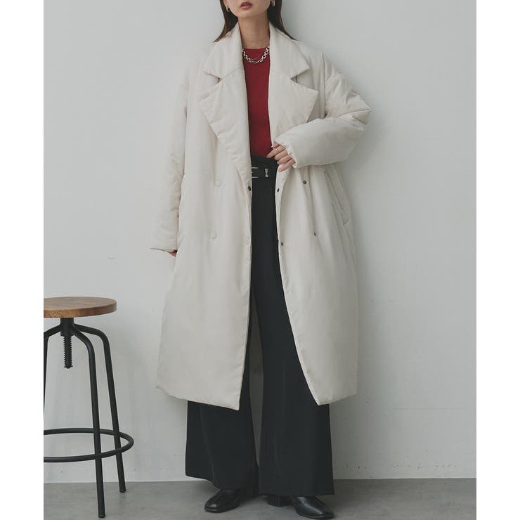 中綿テーラードカラーロングコート | ad thie | 詳細画像35 