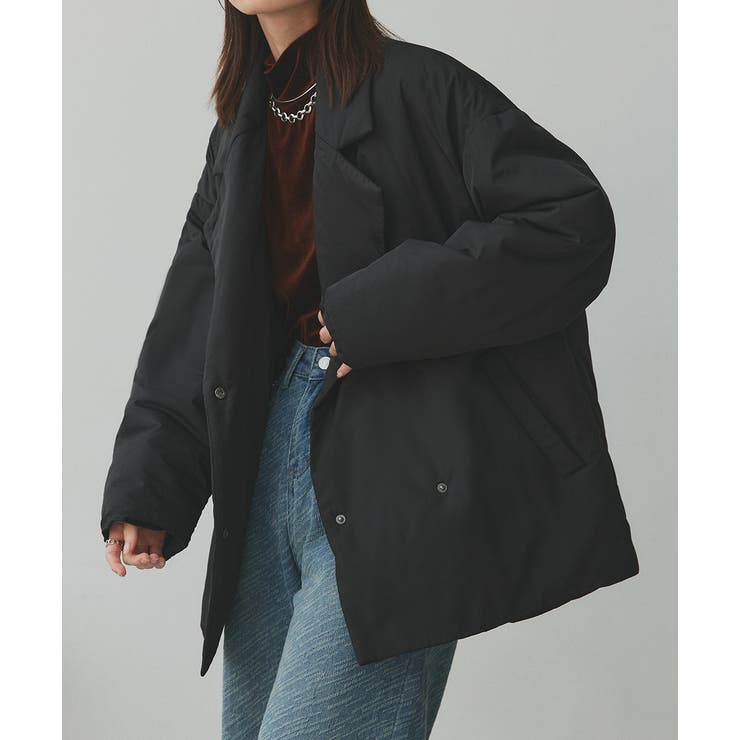 ブラック | 中綿テーラードカラーコート | ad thie