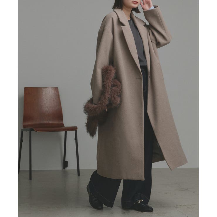 モクベージュ | 【2025AW新作】フェイクウールロングチェスターコート | ad thie