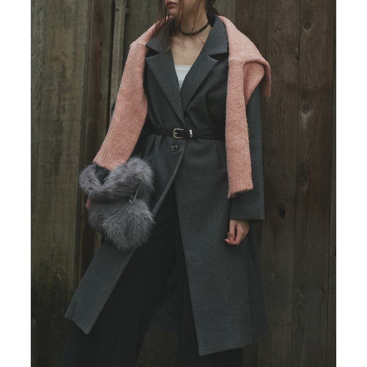 チャコール | 【2025AW新作】フェイクウールロングチェスターコート | ad thie