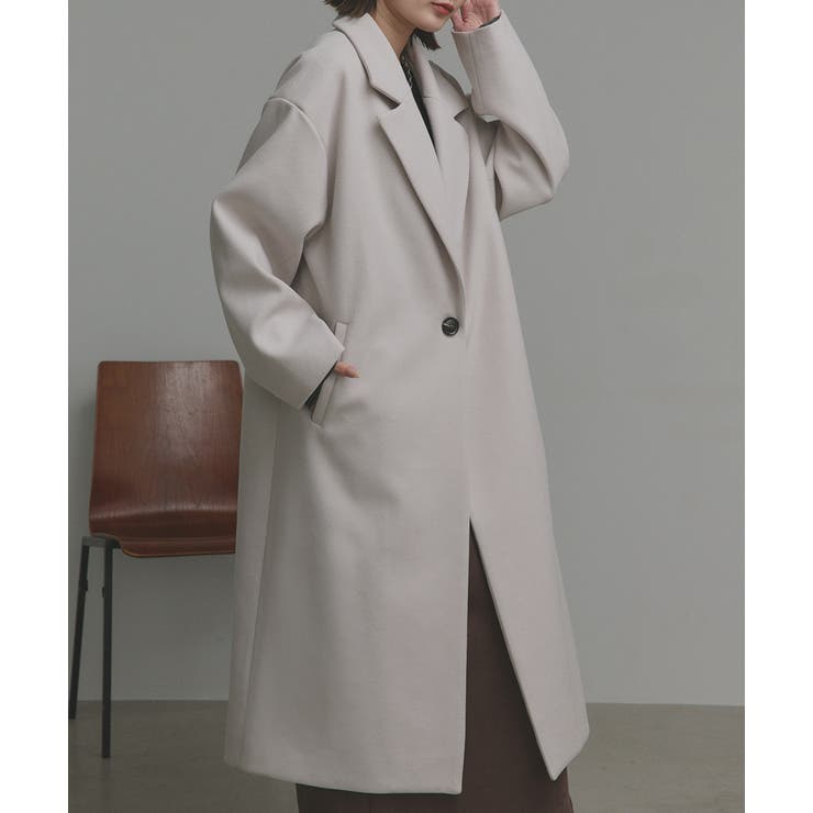 アイボリー | 【2025AW新作】フェイクウールロングチェスターコート | ad thie