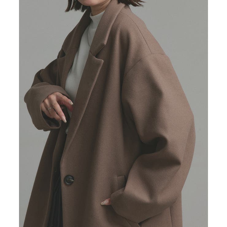 モカ | 【2025AW新作】フェイクウールロングチェスターコート | ad thie