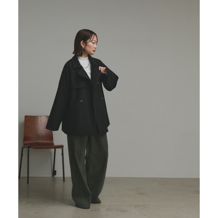 【2025AW新作】フェイクウールショートトレンチコート | ad thie | 詳細画像12 