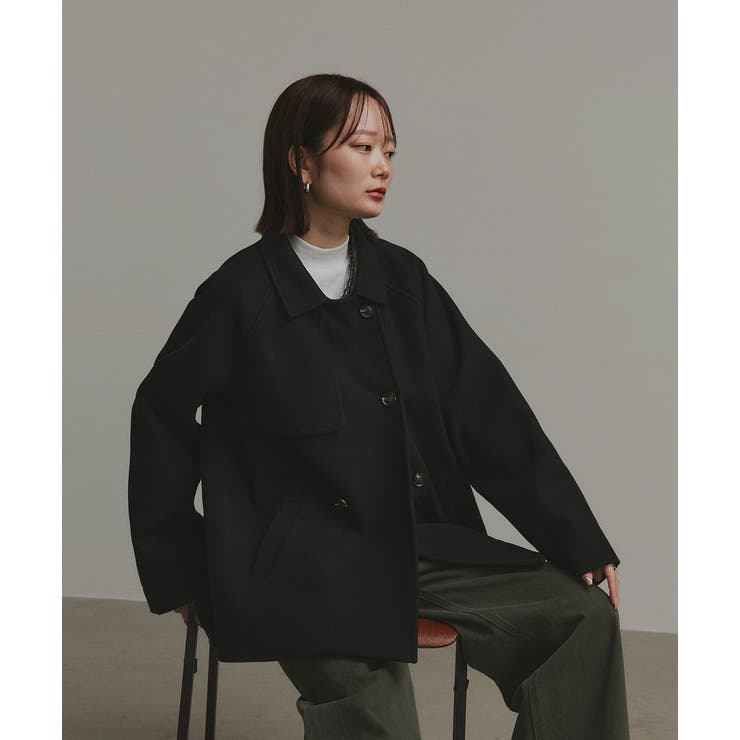 【2025AW新作】フェイクウールショートトレンチコート | ad thie | 詳細画像18 