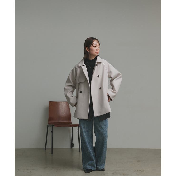 【2025AW新作】フェイクウールショートトレンチコート | ad thie | 詳細画像2 