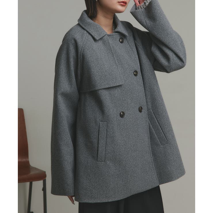 【2025AW新作】フェイクウールショートトレンチコート | ad thie | 詳細画像26 