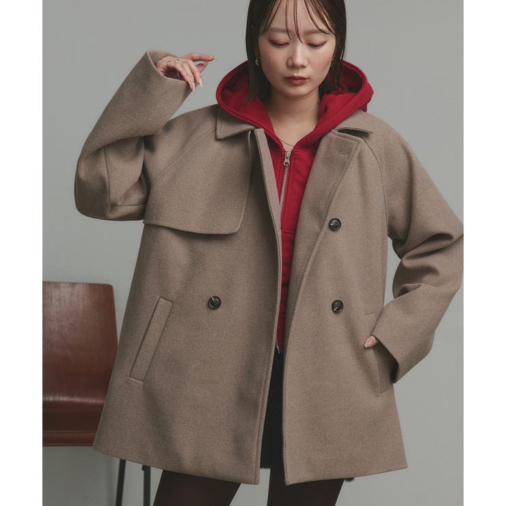 【2025AW新作】フェイクウールショートトレンチコート | ad thie | 詳細画像33 