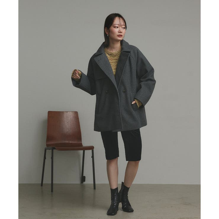 【2025AW新作】フェイクウールショートトレンチコート | ad thie | 詳細画像38 