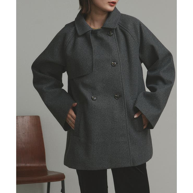 【2025AW新作】フェイクウールショートトレンチコート | ad thie | 詳細画像42 